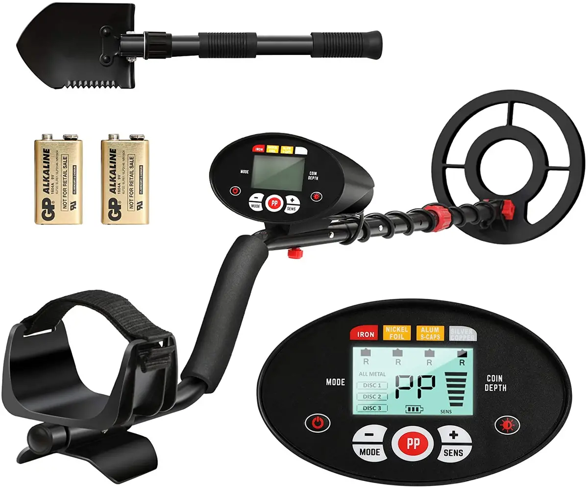 Avid Power Metal Detectors For Adults & Kids With Back-Lit Lcd Display, Pinpoint Function, All Metal & 3 Disc Modes, 3 Audio Tone, Waterproof Coil, Sens And Stem Adjustble(41.3"-47.6"), Carrying Bag 1