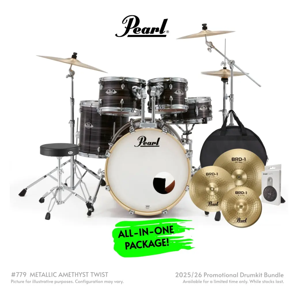 Pearl Export Plus 5Pc 20" Fusion Drum Kit With Brd-1 Cymbals - Metallic Amethyst Twist 1