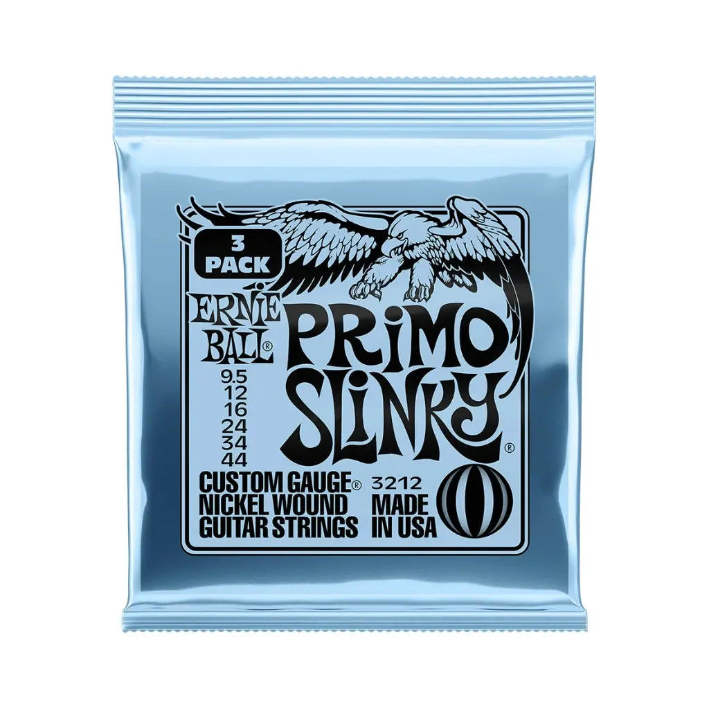 Ernie Ball Primo Slinky Nickel Wound 9.5-44 Electric Guitar Strings - 3-Pack 1