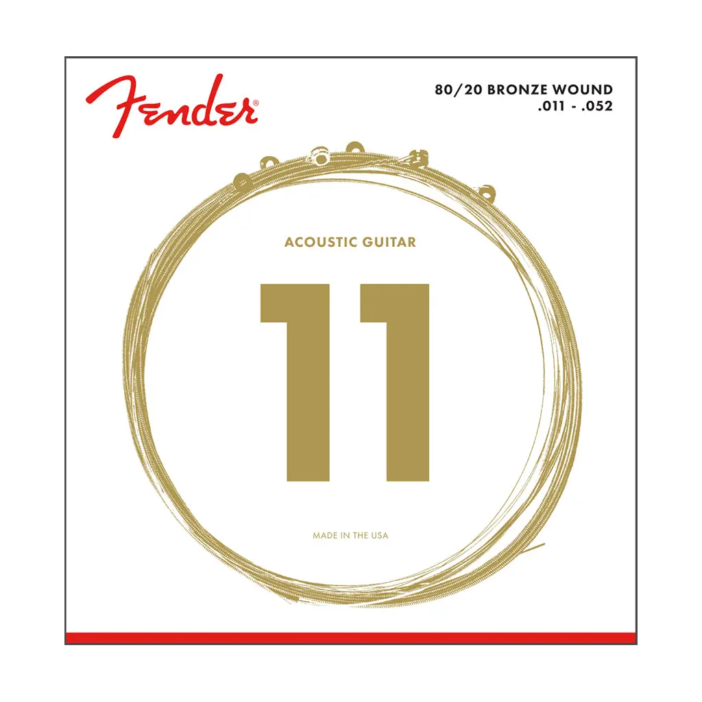 Fender -  80/20 Bronze Acoustic Strings, Ball End, 70Cl .011-.052 Gauges, (6) 1