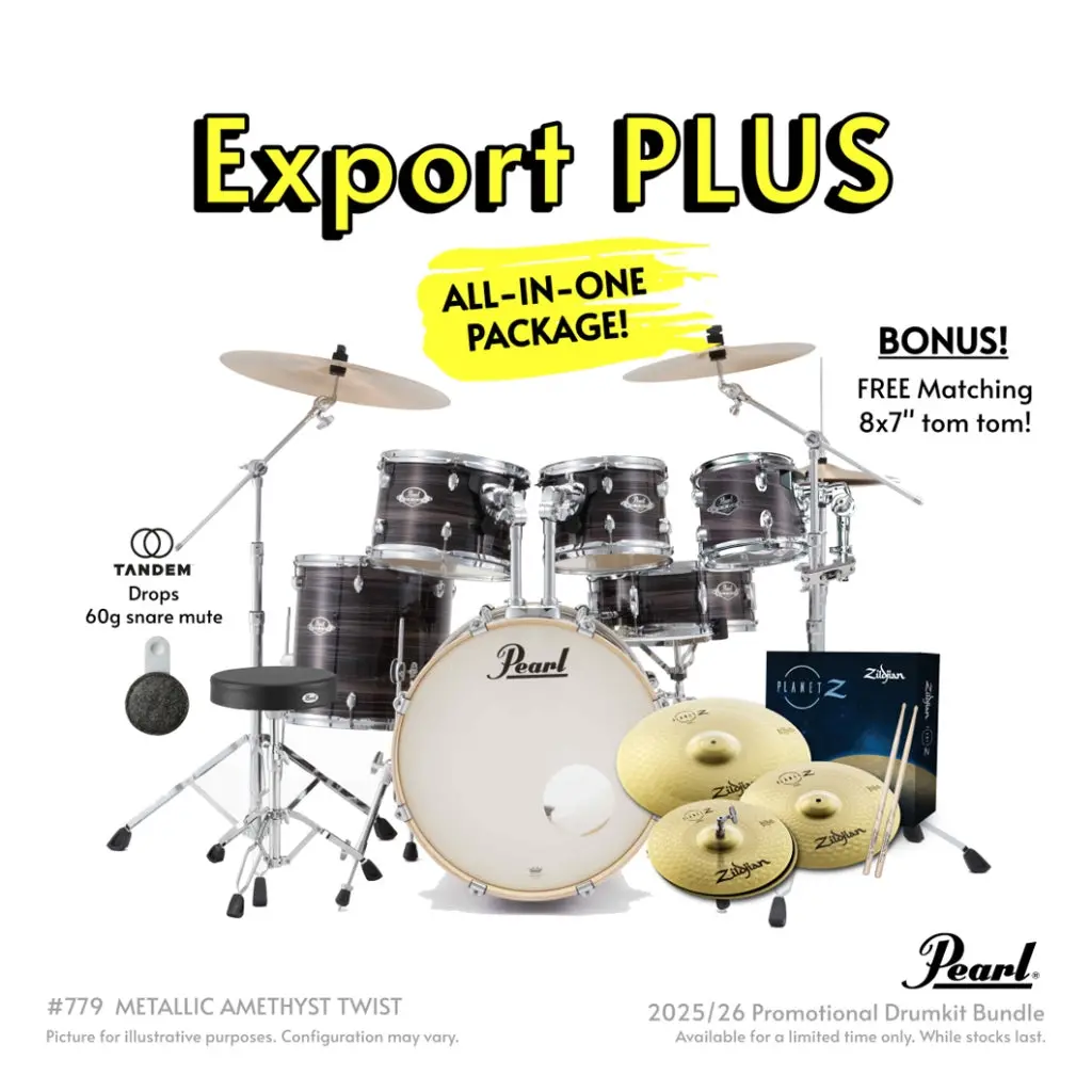 Pearl Export Plus 5Pc 20" Fusion Drum Kit With Zildjian Cymbals - Metallic Amethyst Twist 1