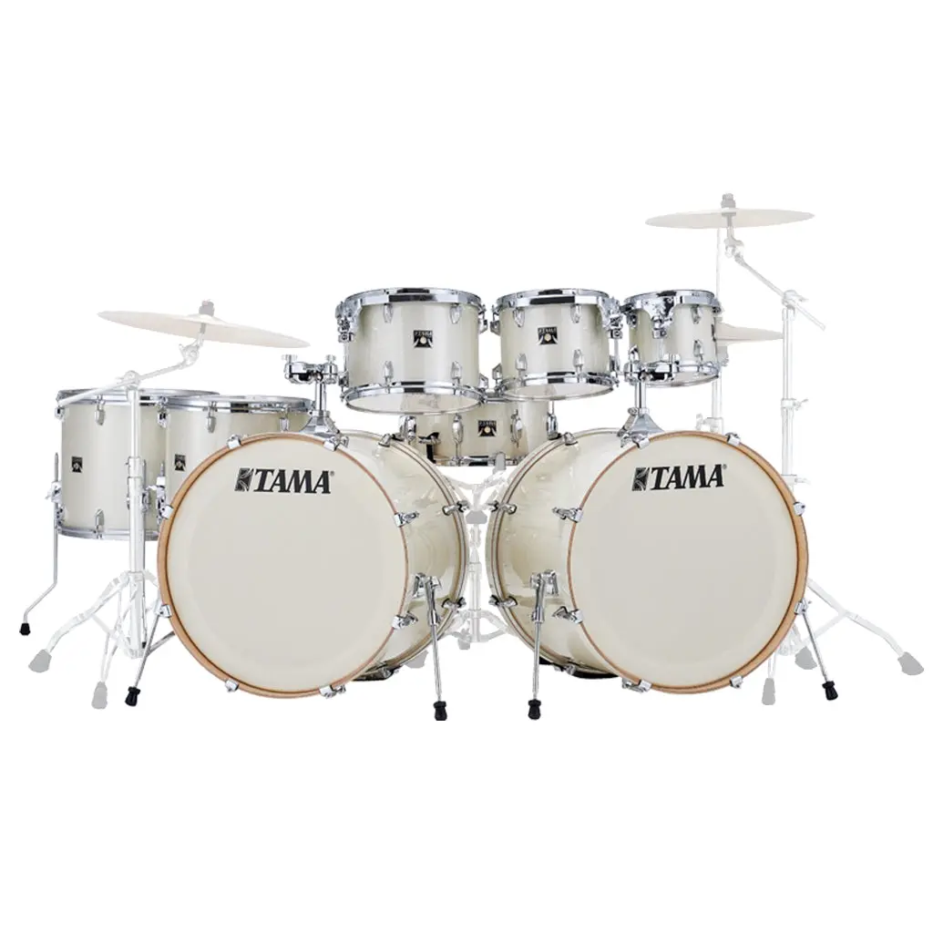 Tama Superstar Classic 8-Piece Shell Pack With Double 22" Bass Drums - Vintage White Sparkle 1