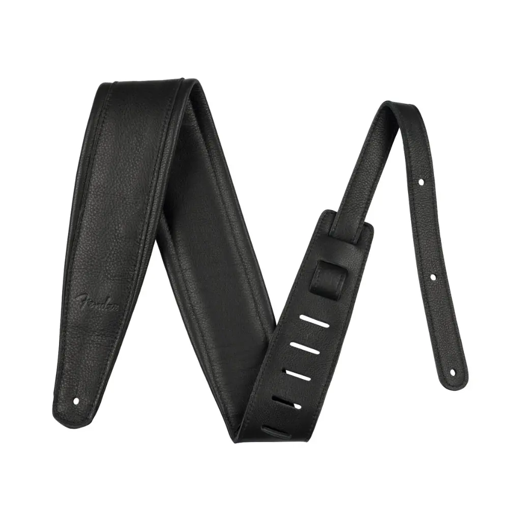 Fender Premium Leather Guitar Strap - Black, 3.5" 1