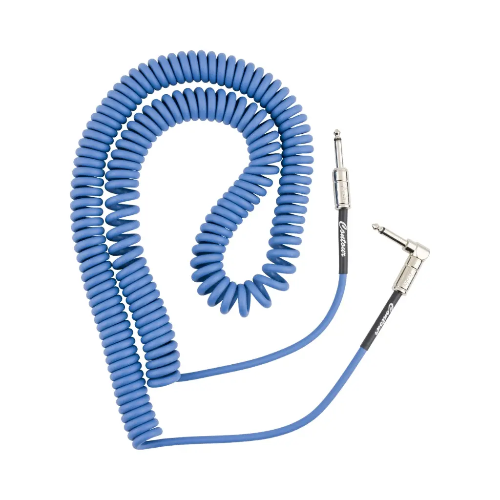 Fender Contour Series Straight To Right Angle Coil Instrument Cable - Lake Placid Blue, 30 Feet 1