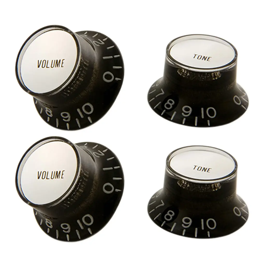 Gibson Top Hat Knobs W/Silver Metal Insert - Black - 4 Pack 1