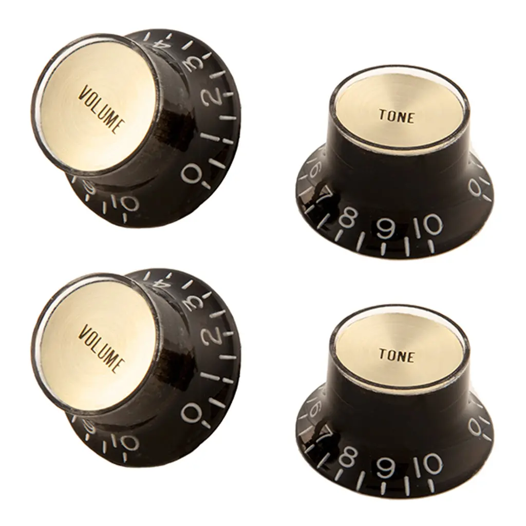Gibson Top Hat Knobs W/Gold Metal Insert - Black - 4 Pack 1
