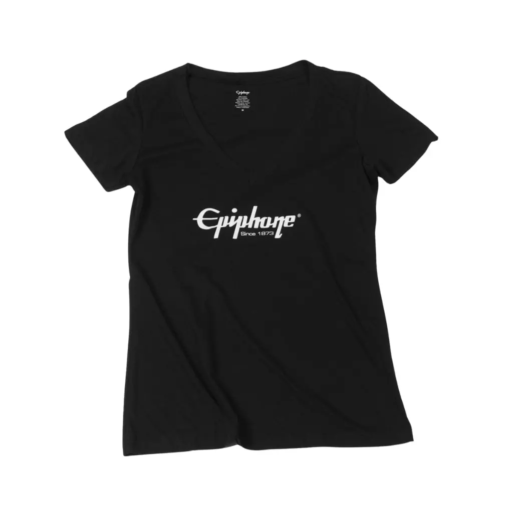 The Epiphone Logo Women's V-Neck Tee - Black Medium 1