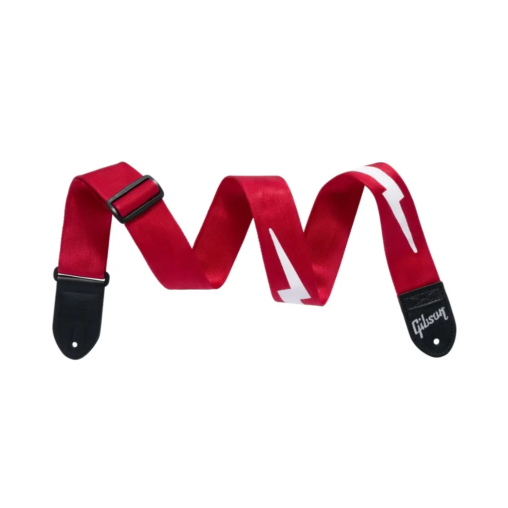 Gibson Lightning Bolt Seatbelt Guitar Strap Red 1