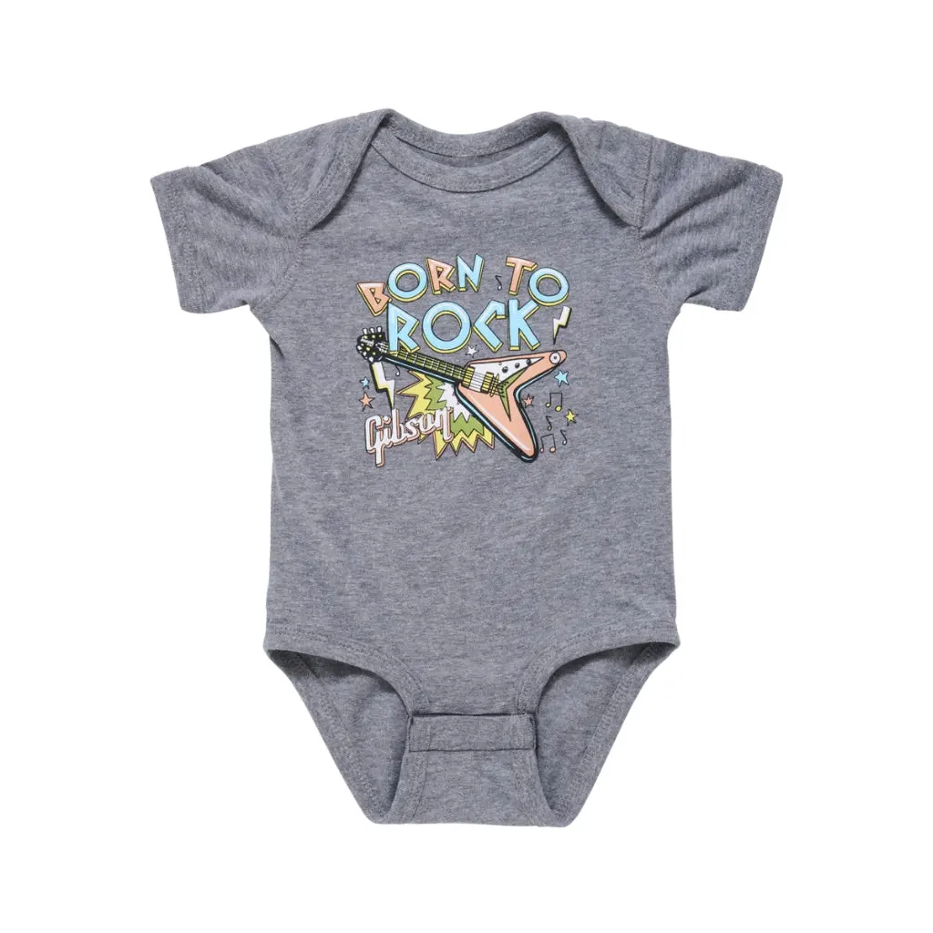 Gibson Born To Rock Baby Onesie - Gray 12/18M 1