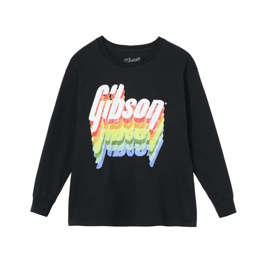 Gibson Kid's Rainbow Logo Longsleeve Tee - Black Small 1