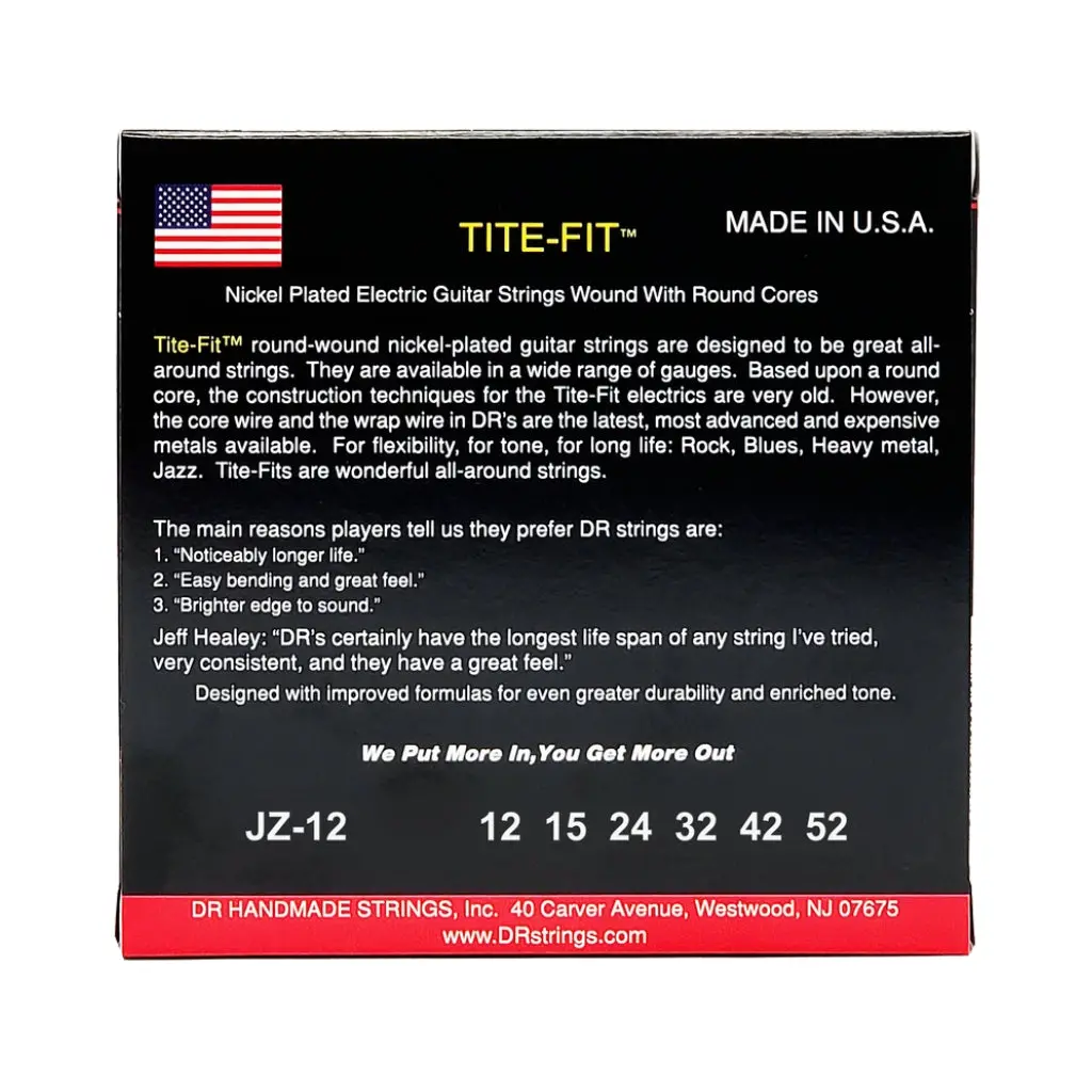 Dr Tite-Fit Compression Wound Electric Guitar Strings - Jazz 12-52 2