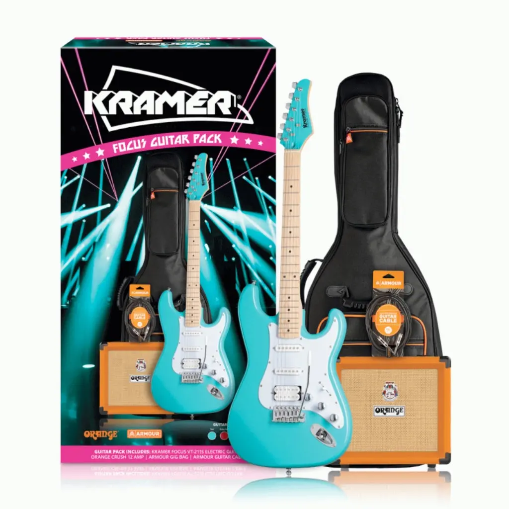 Kramer Focus Vt211s Guitar Pack W/ Crush & Accessories - Teal 1