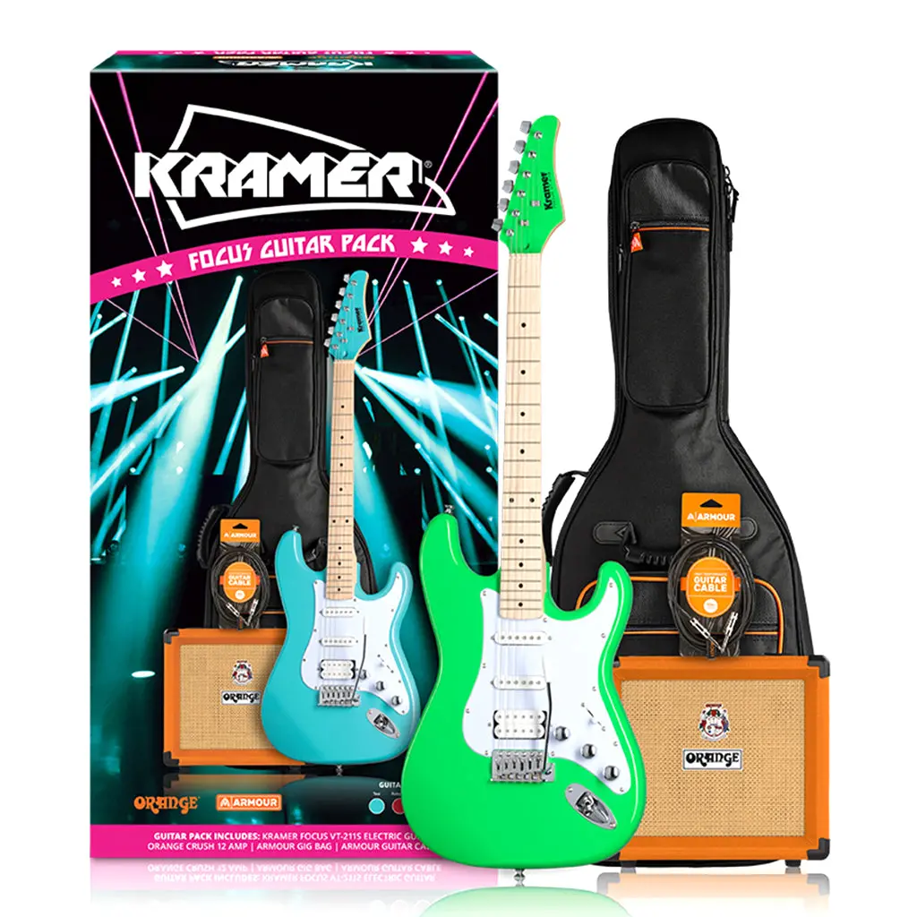 Kramer Focus Vt211s Neon Green With Orange Crush Bundle 1