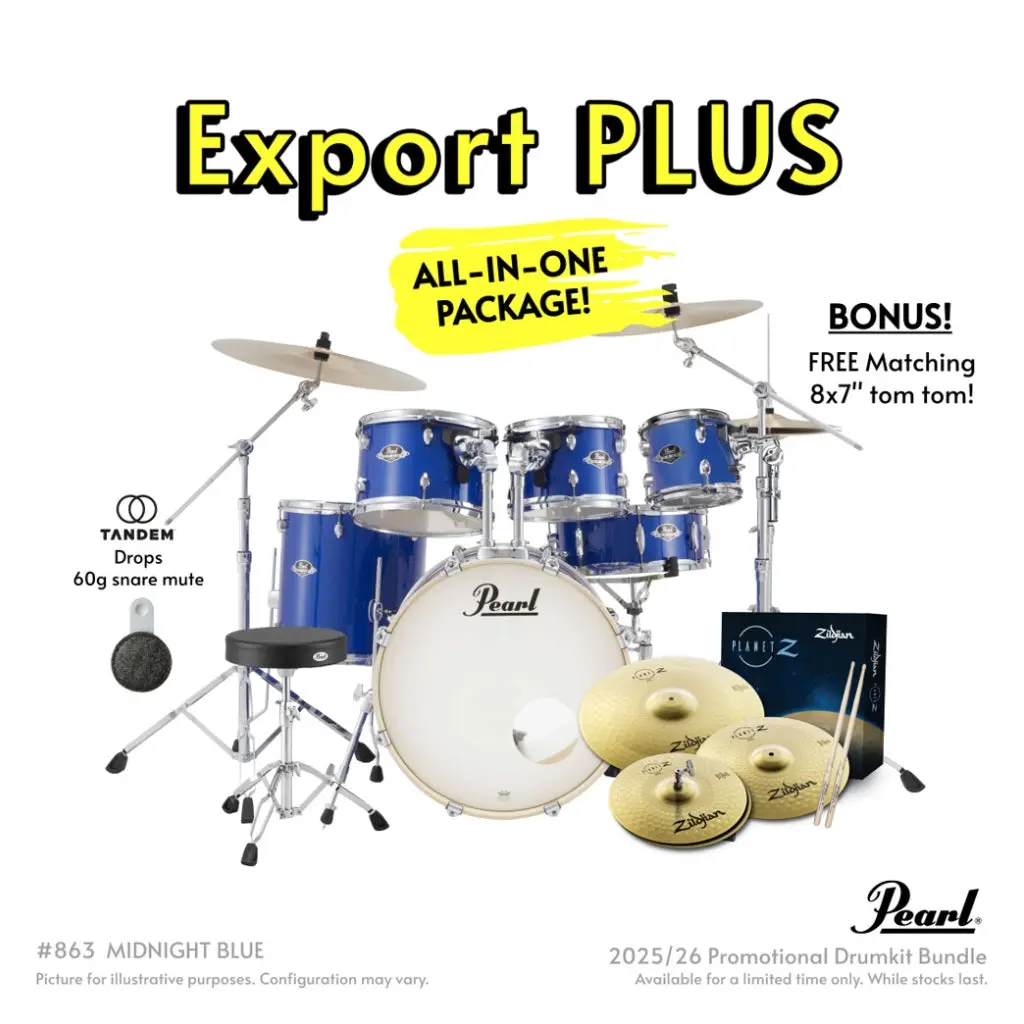Pearl Export Plus 5Pc 20" Fusion Drum Kit With Zildjian Cymbals - Midnight Blue 1