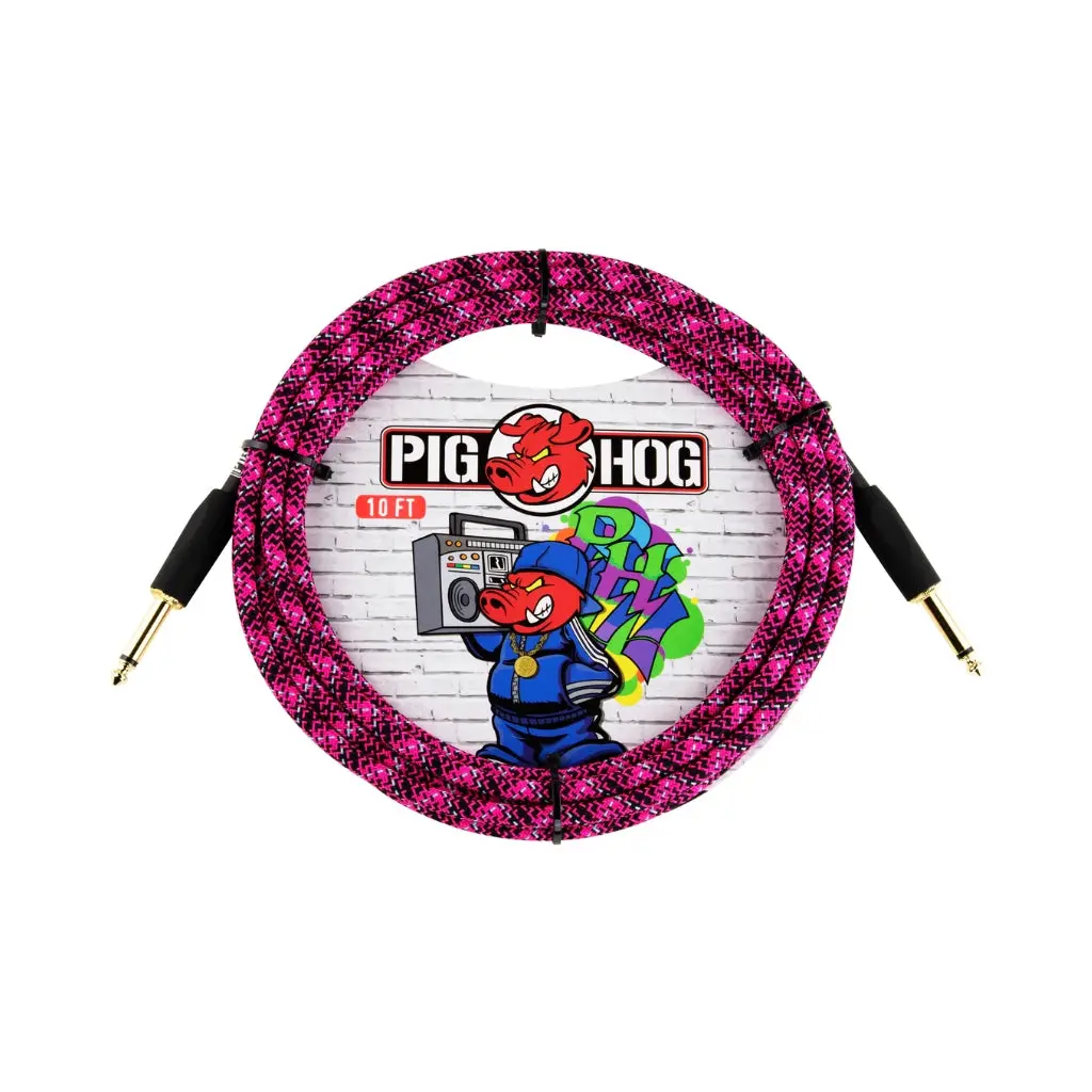 Pig Hog Instrument Cable - Graffiti Pink, 10Ft 1