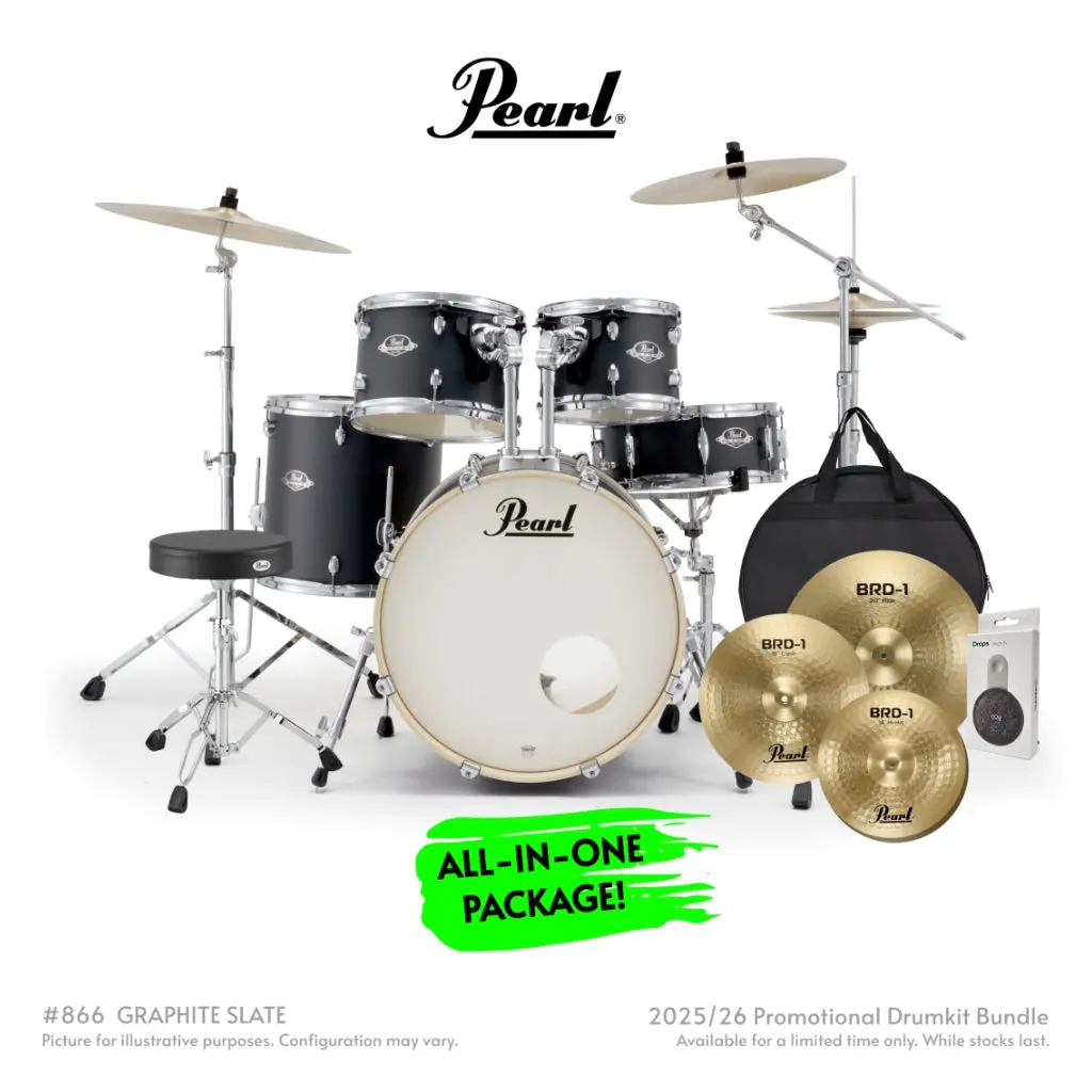 Pearl Export Plus 5Pc 20" Fusion Drum Kit Brd-1 Cymbals - Graphite Slate 1