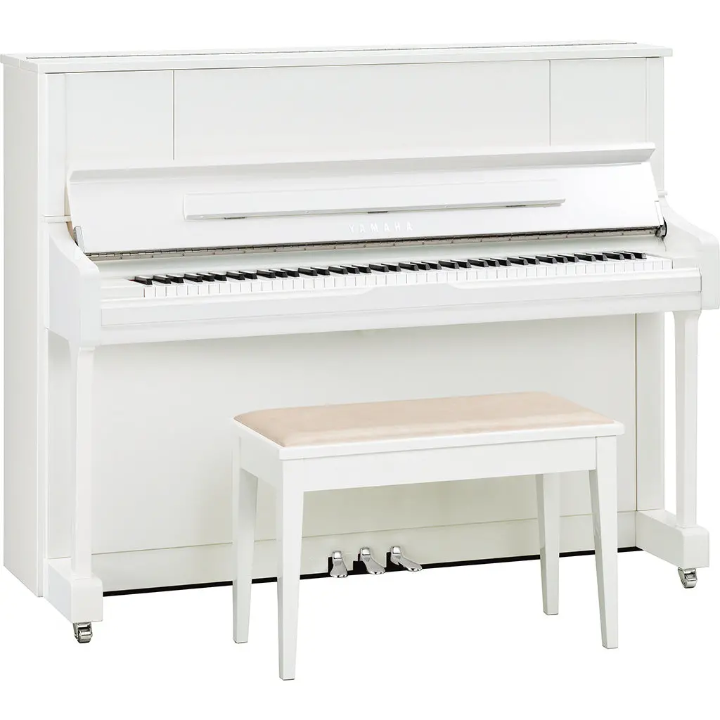 Yamaha U1j Upright Piano - Polished White 1
