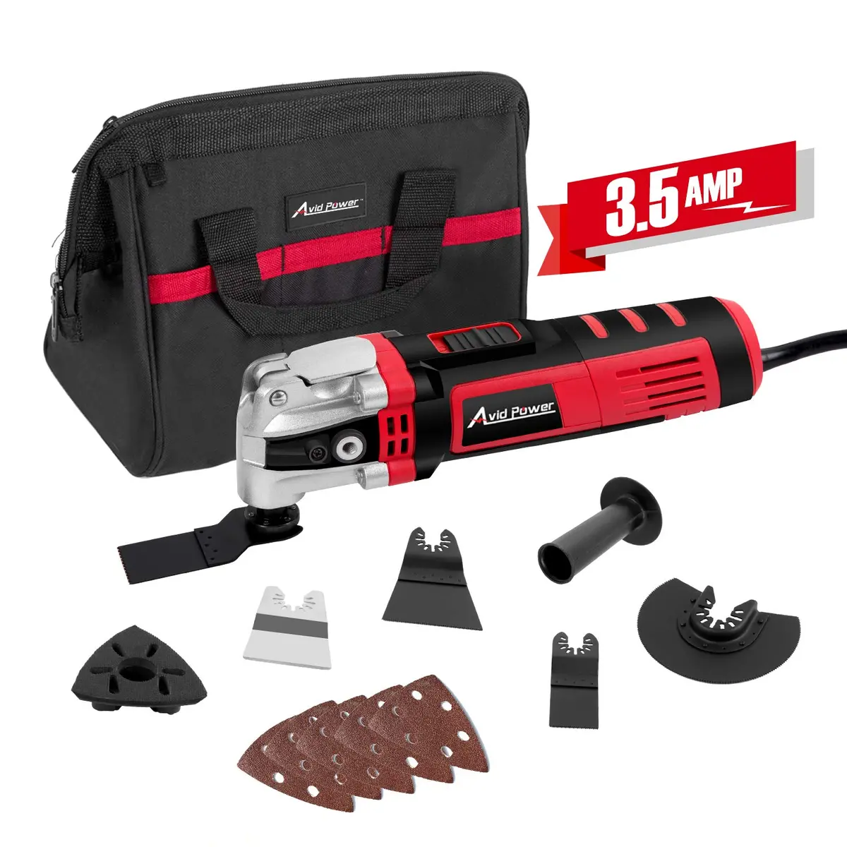 Oscillating Tool, 3.5-Amp Oscillating Multi Tool With 4.5°Oscillation Angle, Variable Speeds And 13Pcs Accessories, Avid Power Admt146 1