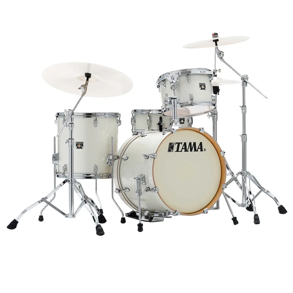 Tama Superstar Classic 4-Piece Shell Pack With 18" Bass Drum And Sm5w Hardware Pack Included - Vintage White Sparkle 1