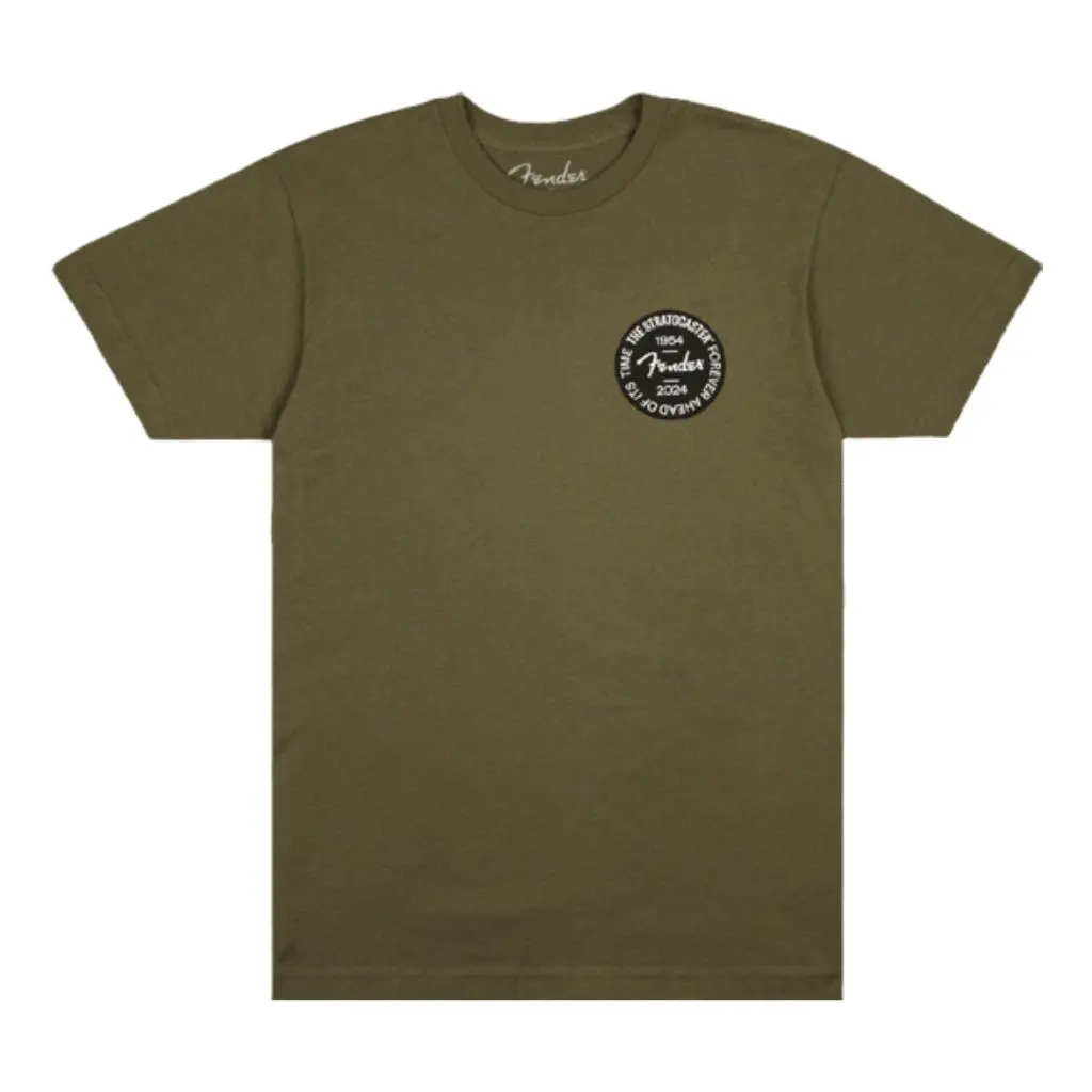 Fender Stratocaster 70Th Anniversary Badge Tee In Olive - Small 1