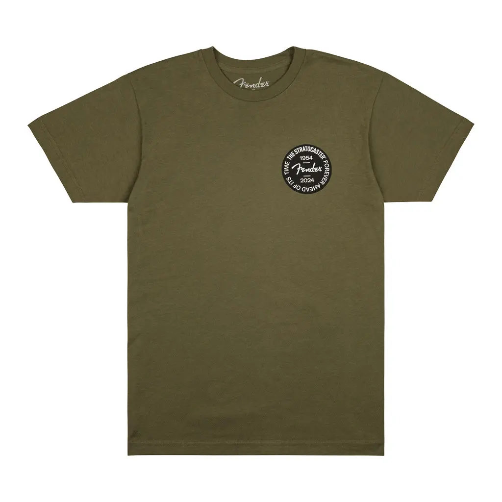 Fender Stratocaster 70Th Anniversary Badge Tee In Olive - Extra Large 1