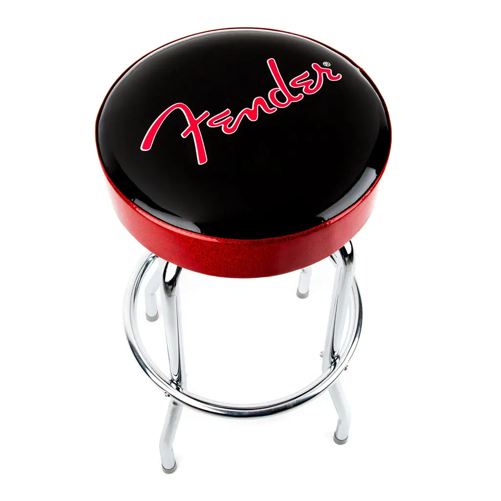 Fender Red Sparkle Logo Barstool In Black/Red Sparkle - 30 Inch 1