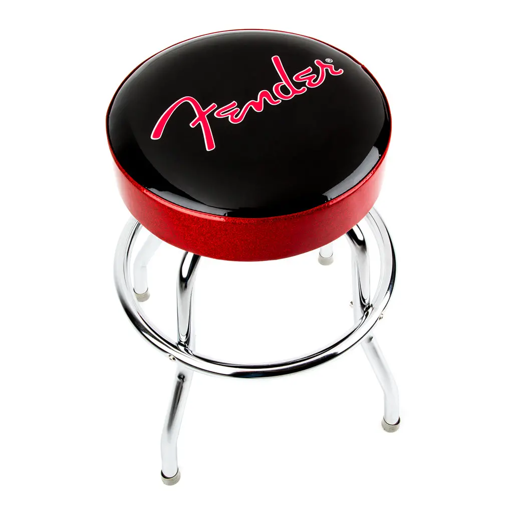 Fender Red Sparkle Logo Barstool In Black/Red Sparkle - 24 Inch 1