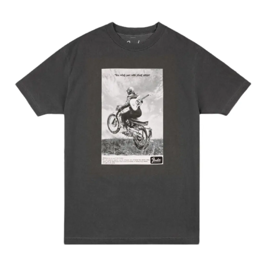 Fender Vintage Ad Biker Tee In Graphite - Xl 1