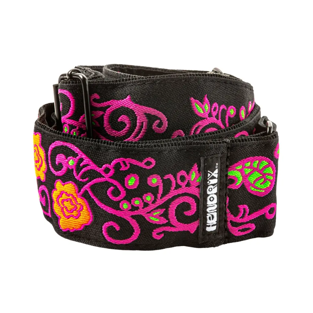 Jim Dunlop Jh22 Blacklight Collection Jacquard Guitar Strap - Monterey Pink 1