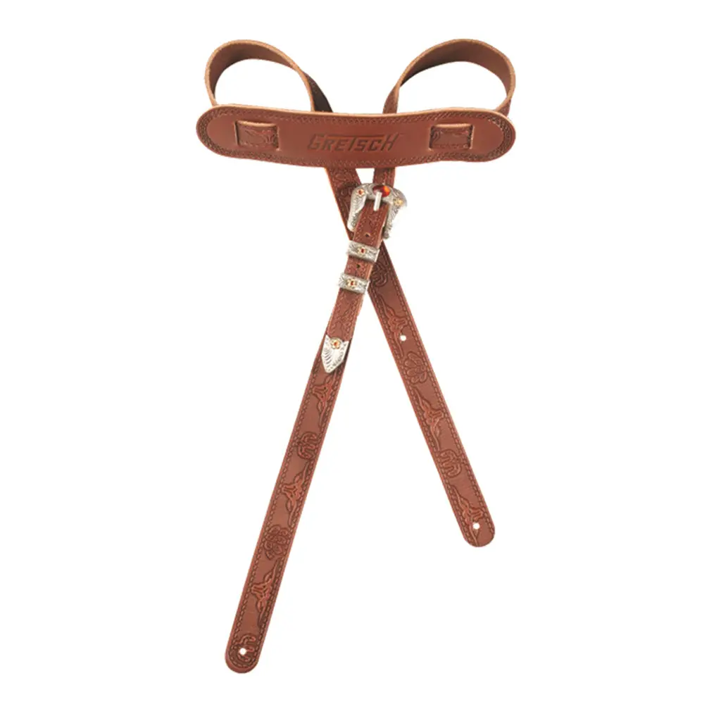 Gretsch Vintage Tooled Leather Guitar Strap In Walnut 1