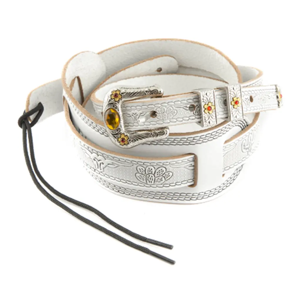 Gretsch Vintage Tooled Leather Strap - White 1