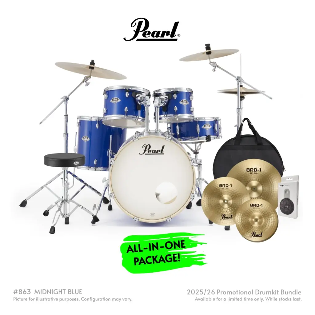Pearl Export Plus 5Pc 20" Fusion Drum Kit With Brd-1 Cymbals - Midnight Blue 1