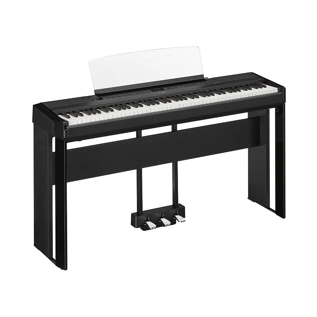 Yamaha P525wh Portable Digital Piano Bundle W/Stand & Pedal - Black 1