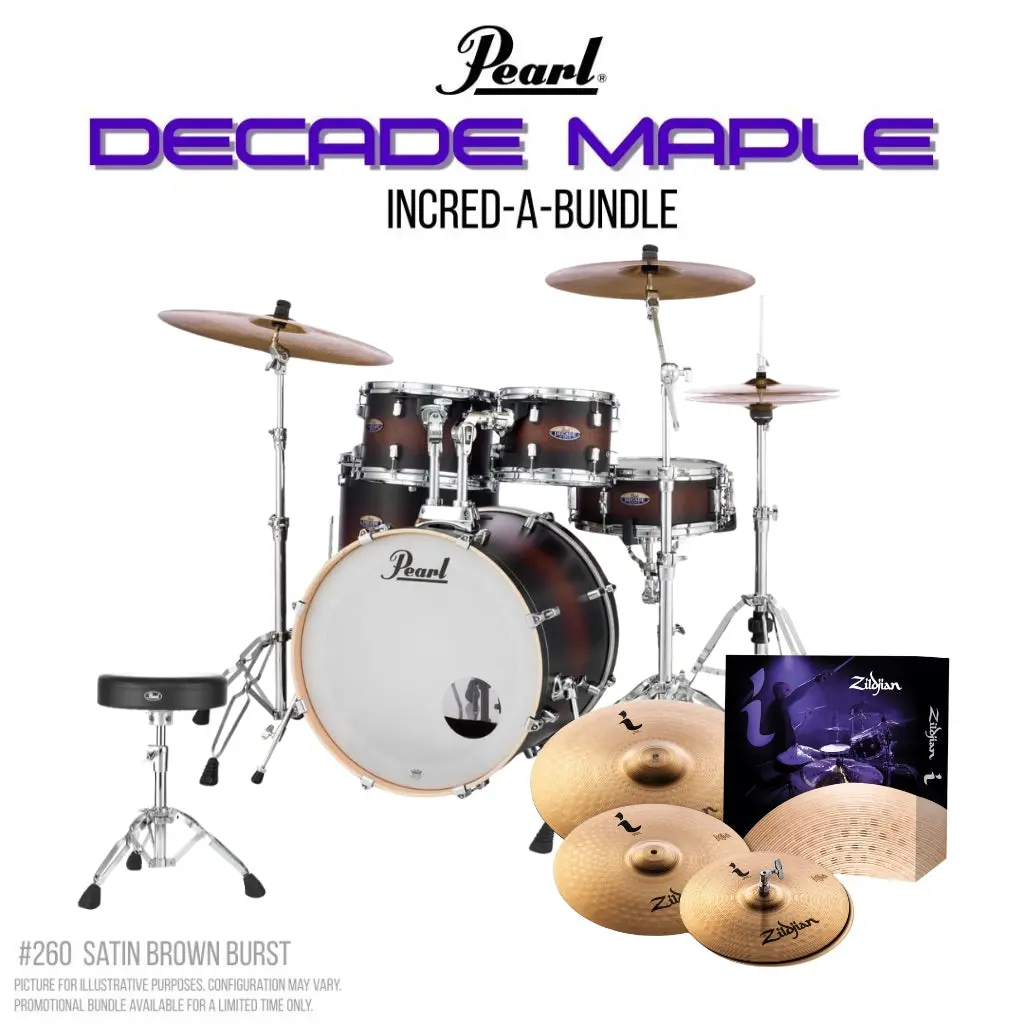 Pearl Decade Maple 22" Fusion Plus Incred-A-Bundle Drum Kit - Satin Brown Burst 1