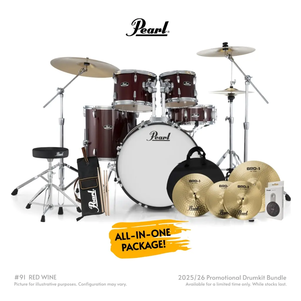Pearl Roadshow-Plus 5Pc 22" Drum Package With Pearl Cymbals - Red Wine 1