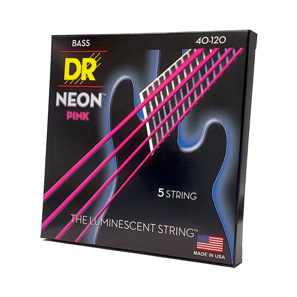 Dr Strings Hi-Def Neon Purple K3 Coated 5-String Bass Guitar Strings - Light 40-120 1