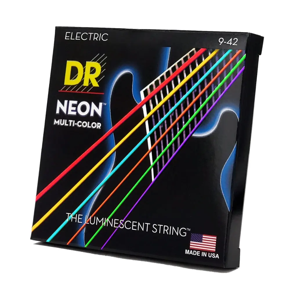 Dr Hi-Def Neon Multi-Color K3 Coated Electric Guitar Strings - Light 9-42 1