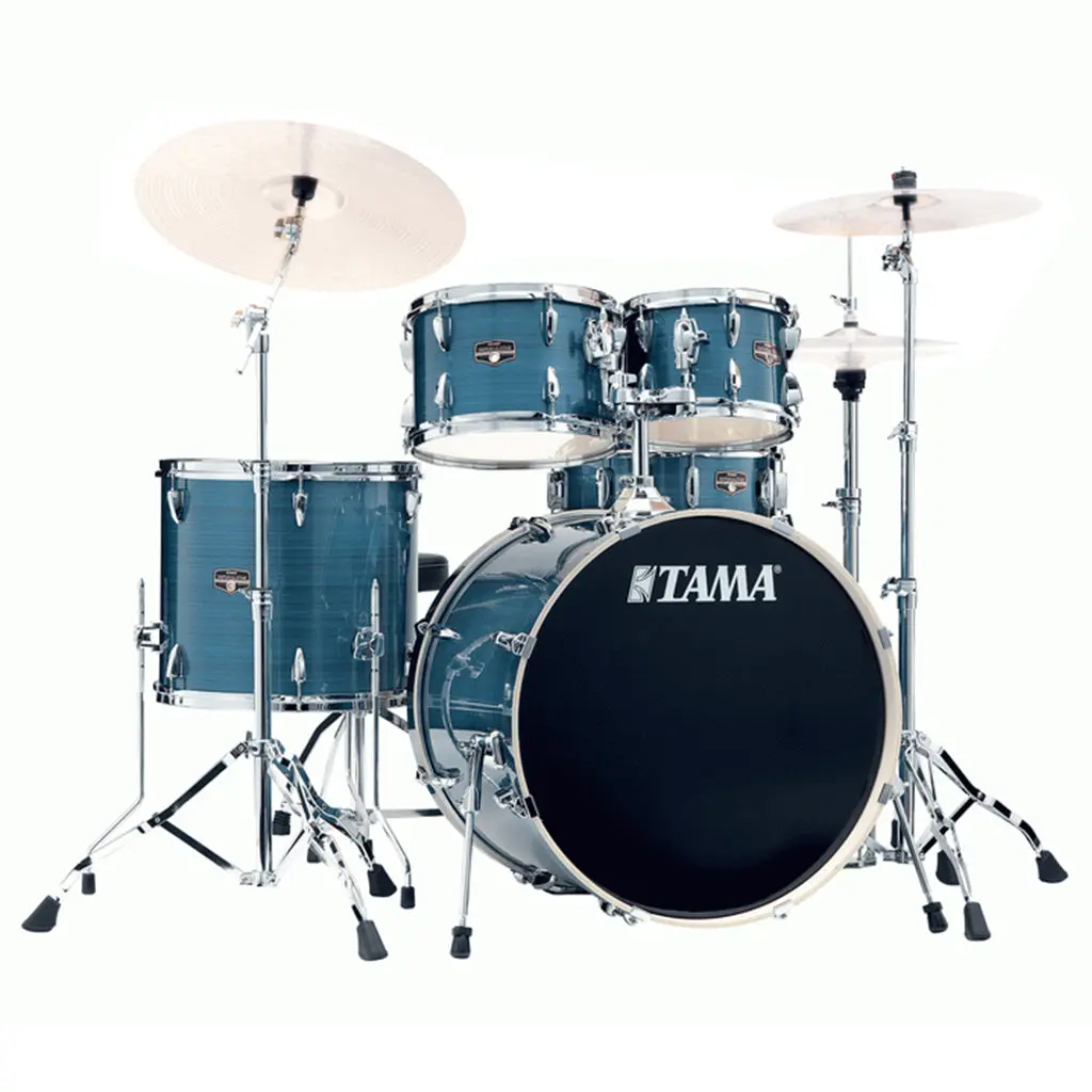 Tama Ip52h6w Imperialstar 5-Piece Complete Kit With 22" Bass Drum - Hairline Blue 1