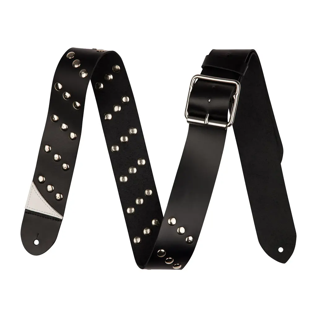 Jackson Diagonal Stud Leather Strap Black 2.5" 1