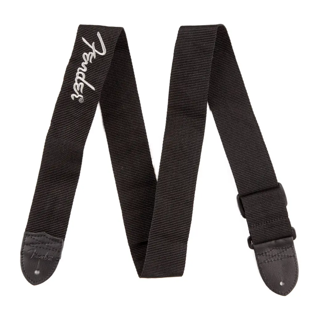 Fender - 2" Black Poly Strap W/ Grey Fender® Logo 1
