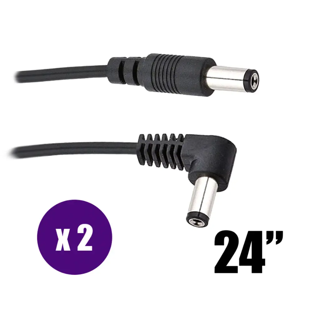 Voodoo Lab Standard Polarity 2.1Mm Right Angle To Straight 24" Cable - 2 Pack 1