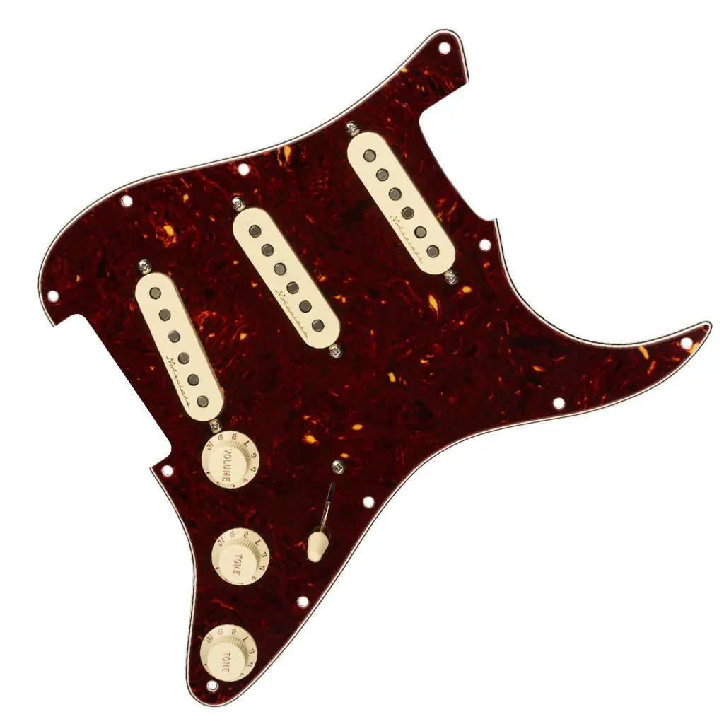 Fender - Pre-Wired Strat Pickguard, Vintage Noiseless Sss, Tortoise Shell 11 Hole Pg 1