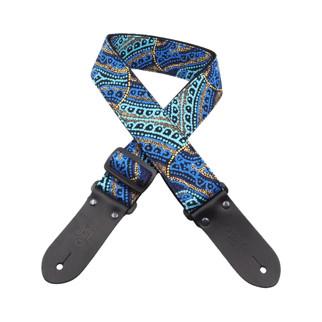 Dsl 2" Indigenous Handmade Fabric Guitar Strap - Snakevine Dreaming 1