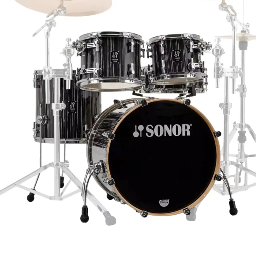 Sonor Prolite Series 5-Piece Shell Pack With Snare - Ebony White Stripes 1