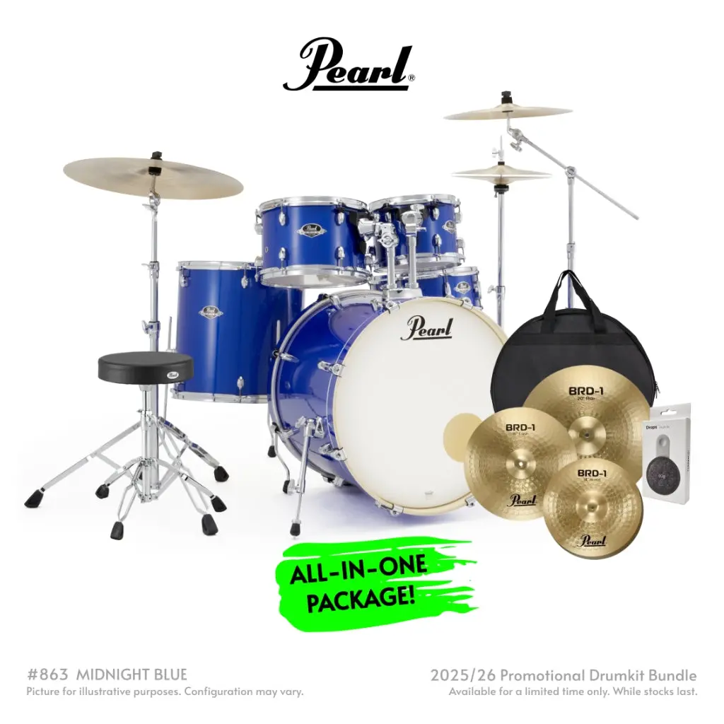 Pearl Export Plus 5Pc 22" Fusion Plus Drum Kit With Pearl Cymbals - Midnight Blue 1