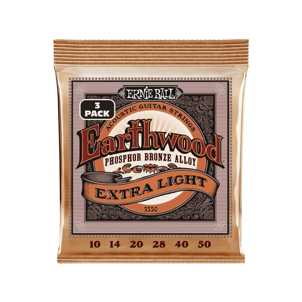 Ernie Ball Earthwood Extra Light Phosphor Bronze 10-50 Acoustic Guitar Strings - 3 Pack 1