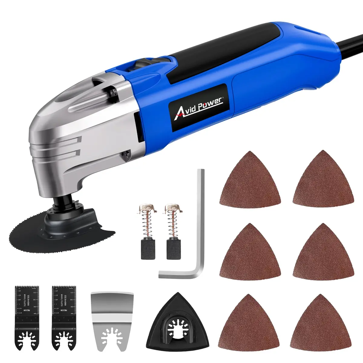 Avid Power Oscillating Tool, 22000 Opm Electric Oscillating Multi Tool With 3°Oscillation Angle, Cutting, Sanding, Grinding, Scraping, 11 Accessories & Universal Interface-Blue 1