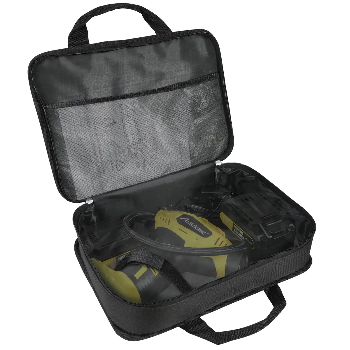 Avid Power Storage Tool Case Bag, Suitable For Pistol-Grip Tire Inflator, Cordless Drill, Brushed/Brushless Impact Wrench, Original Soft Canvas Bag With Mesh Dividers & Double Zipper 1