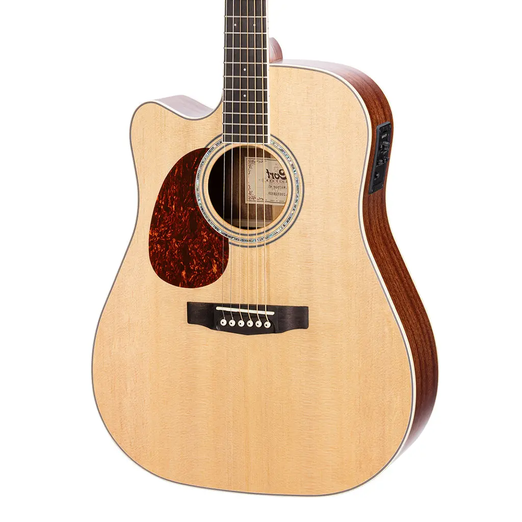 Cort Mr710f Left Handed Ns Dreadnought Cutaway With Pickups Natural Satin 1