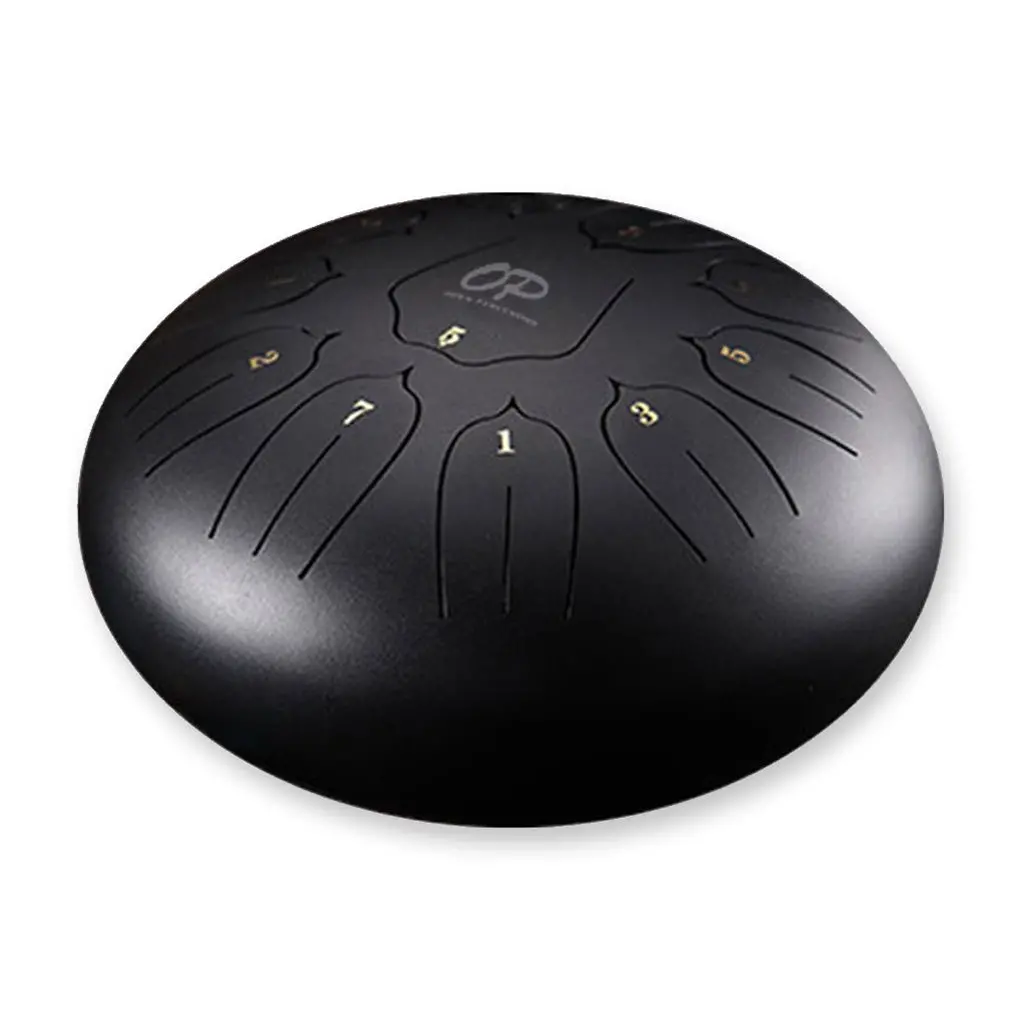 Opus 10" Tongue Drum - C - Black - Lotus Patern 1